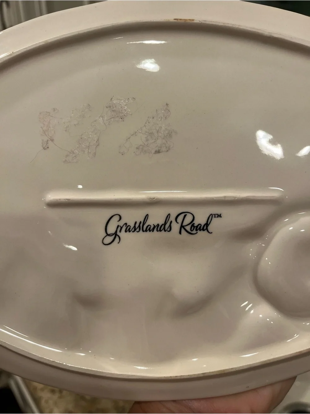 Grasslands Road Cream Christmas Snowman Serving Platter with Red and Green Trim